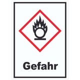 thumbnail of Schild Entzündend wirkend Gefahr Brandfördernd Flamme hochkant A6 (105x148mm)
