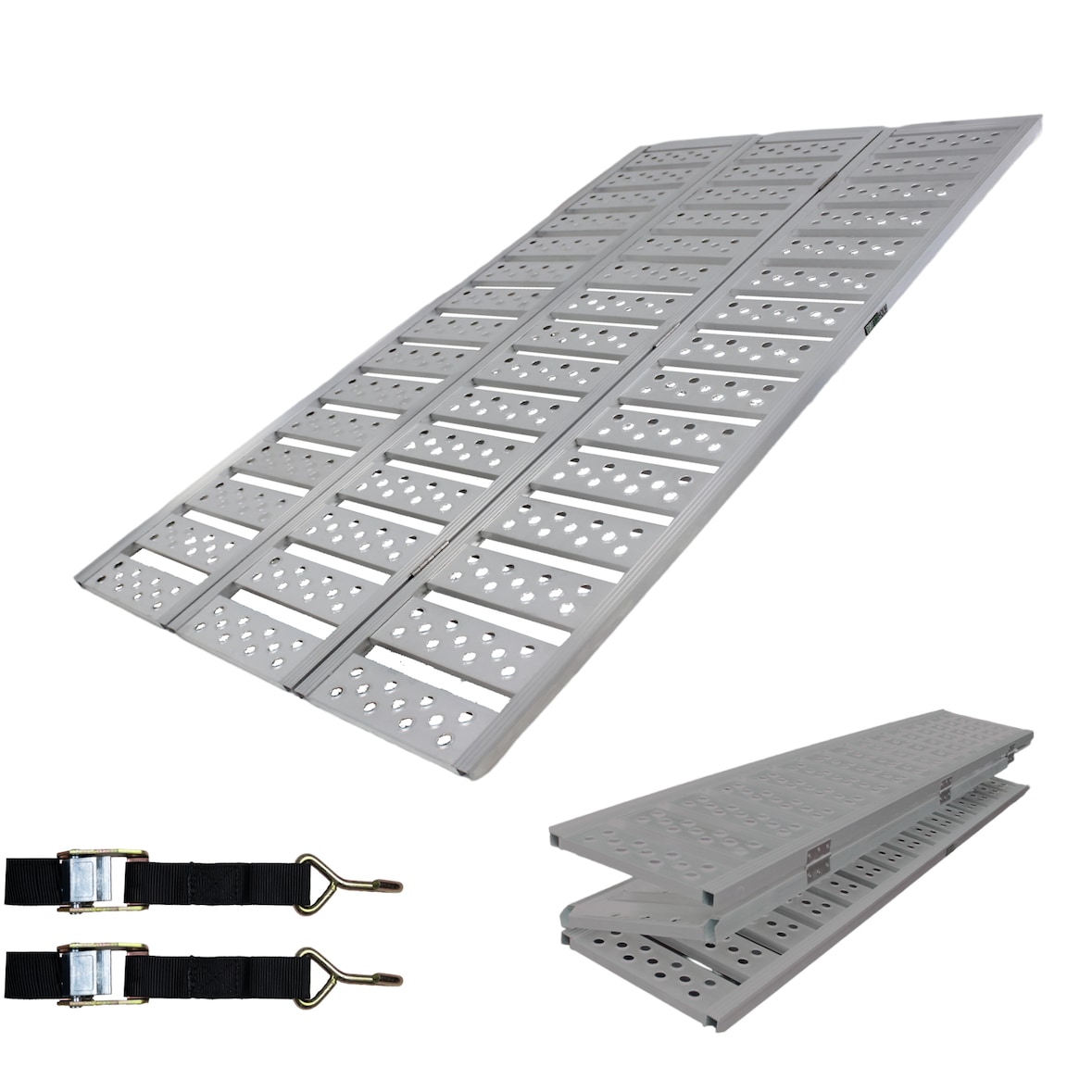 DREIBREIT by TRUTZHOLM 3-fach Auffahrrampe klappbar 255cm Tragkraft 1020kg Alu grau gelocht gerillt