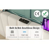 thumbnail of Polsterbett 180x200 cm mit hydraulischem Stauraum, LED-Beleuchtung und USB-C-Anschlüssen – elegantes Design in Weiß für modernen Komfort