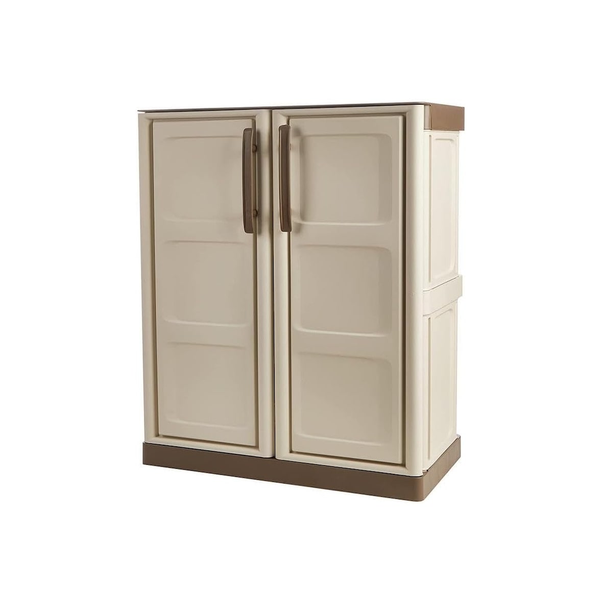 Armoire de Rangement Garage Atelier - Armoire basse 2 portes et 1 étagère Réglable Polypropylène 70 x 39 x 85.5cm Charge 20 kg