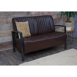 thumbnail of 2er Sofa HWC-H10, Couch Zweisitzer, Metall Kunstleder Industrie-Design ~ vintage braun