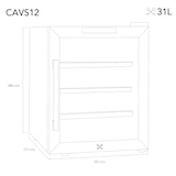 thumbnail of Cantinetta 12 bottiglie CAVS12, libera installazione, Capacità 31L, Porta acciaio inox, Regolazione temperatura 11°C-18°C,LED, vetro anti-UV,3 ripiani
