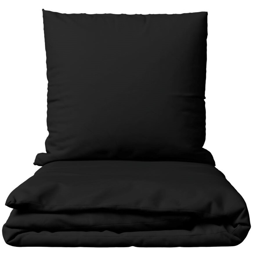 Bettwäsche Baumwolle 220x240 + 2x 80x80 cm Einfarbig Uni Schwarz mit Reißverschluss