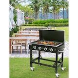 thumbnail of METRO PROFESSIONAL Barbecue Plancha à 4 brûleurs  DAYTON, acier inoxydable, 120 x 68 x 99 cm, puissance de 14,8 kW, 4 roulettes pivotantes, noir