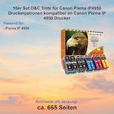 thumbnail of 10er Set D&C Tinte für Canon Pixma IP4950 Druckerpatronen kompatibel im Canon Pixma IP 4950 Drucker