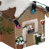 thumbnail of Christbaumschmuck Glas 5,9cm Winterhütte Figur Handbemalt & mit Glitzer Weihnachtsbaum Anhänger Weihnachten Weihnachtsbaumschmuck Dorf Hütte Hellbraun