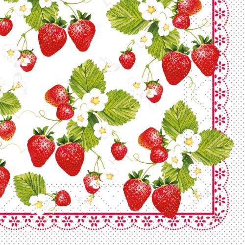 Mank Tissue Cocktail-Serviette Senga, 24 x 24 cm, 150 Stück - Erdbeeren Waldfrucht Karos