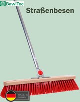 thumbnail of Hochwertiger Straßenbesen 80cm Breit mit 4-Loch Wechselsystem und Aluminiumstiel Besen mit Stiel rote Kunststoff-Borsten