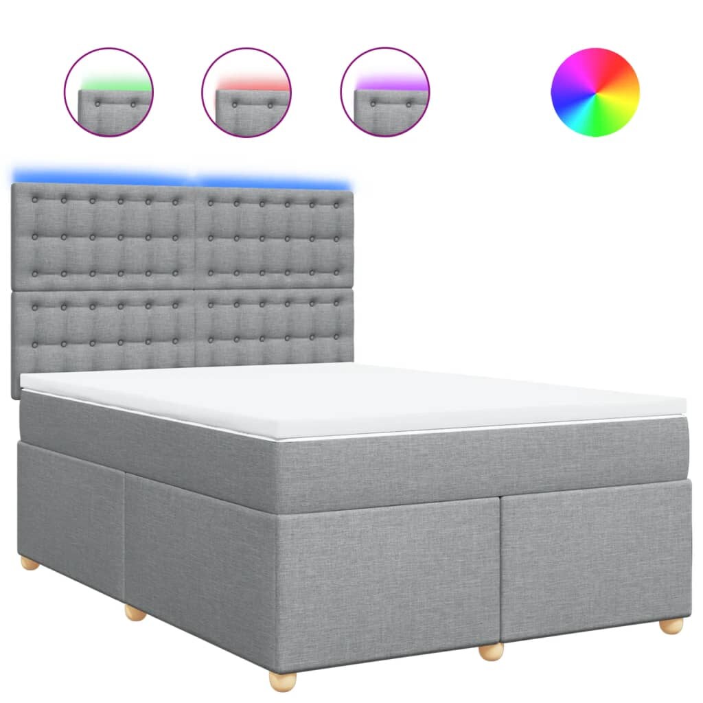 vidaXL Boxspringbett mit Matratze Hellgrau 140x190 cm Stoff