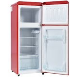 thumbnail of Retro-Kühlschrank Doppeltür 92L Kühlvolumen 28L Gefrierfach 45dB Rot 105x41x45 cm LED-Beleuchtung kompakt