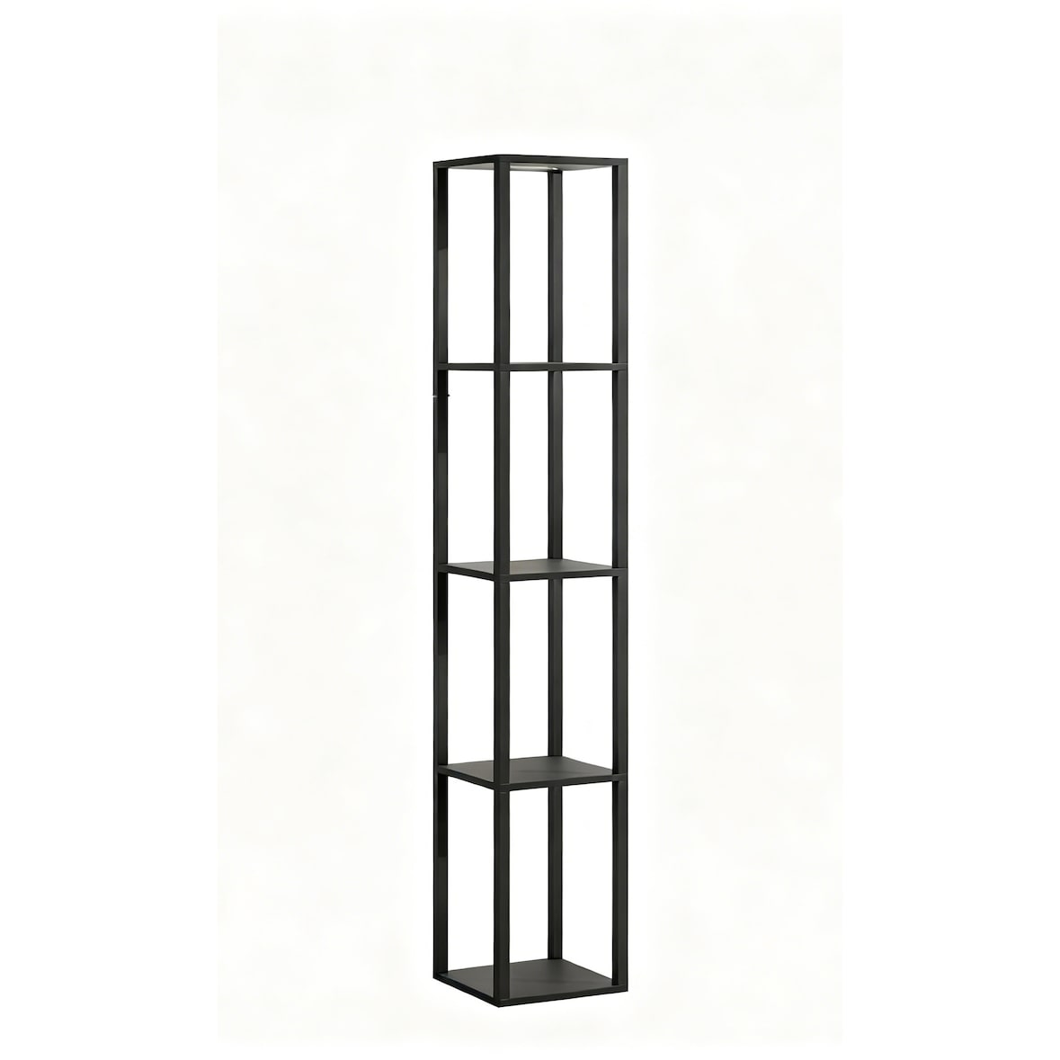 COSTWAY 162 cm Stehleuchte mit Regalen, 4-stöckiges Ausstellungsregal mit dimmbaren LED-Leuchten & Fußschalter