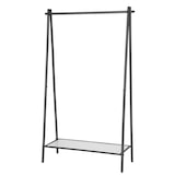 thumbnail of Kleiderständer aus dickem Stahlrohr, 33,5 x 92,5 x 153 cm, Garderobe robust, Garderobenständer, Kleiderablage, mit Stange und Regal, Mattschwarz