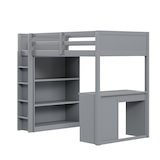 thumbnail of Hochbett 90×200 cm mit Stauraum Computertisch Modulbauweise Platzsparend Lattenrost Grau Holz robust modernes Design