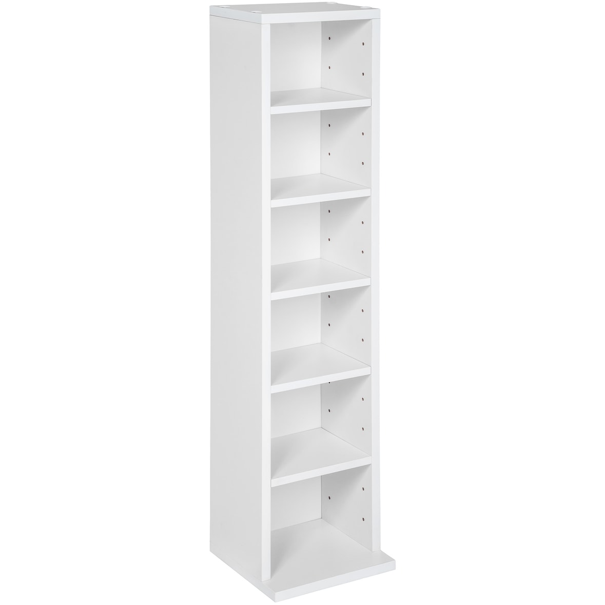 tectake Estantería para CDs con 6 compartimentos para 102 CDs 90x21x20cm  Blanco