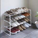 thumbnail of Yamazaki Schuhregal mit 3 Ablagen weiß ausziehbar platzsparend schmal Metall Schuhablage für 9-12 Paar Schuhe 41-70x46x25cm "FRAME"