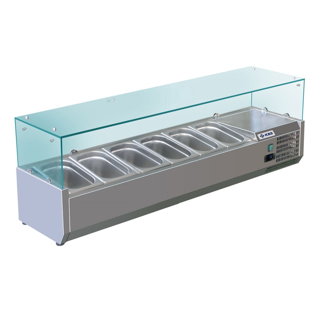 KBS koelopbouw met rechte glasconstructie 1500x395x435 mm GN 1/3 stekker 230V