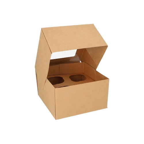 PAPSTAR, Cupcake-dozen hoekig 10 cm x 17,5 cm x 17,5 cm met PLA venster