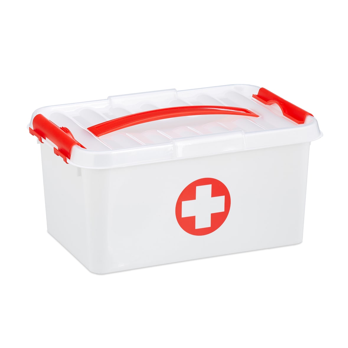Relaxdays Medizinbox, Einlegefächer, Erste Hilfe Box Medikamentenaufbewahrung, Kunststoff, HBT: 14,5 x 30 x 21 cm, weiß