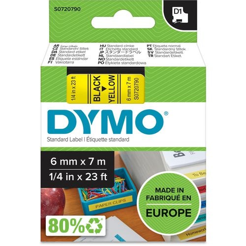 DYMO D1 - Etiquetas standard - preto sobre amarelo - 6mm x 7m