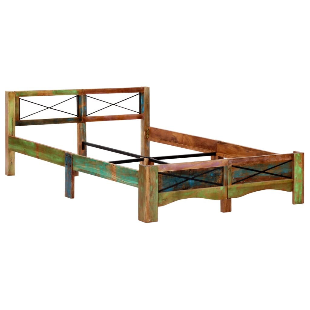 Cadre de lit Bois de récupération massif 140 x 200 cm  Modèle Lermonel