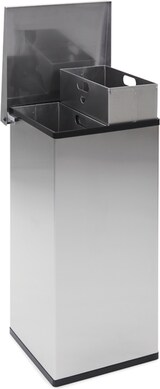 thumbnail of PROREGAL Eckiger Edelstahl Abfallbehälter Haiti mit Hebedeckel | 2x 52,5 Liter, HxBxT 80x36x36cm | Edelstahl / Silber