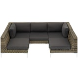 thumbnail of tectake Ensemble modulable en rotin Villanova naturel coin droit - gris anthracite chiné - 404416