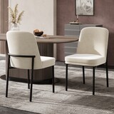 thumbnail of Esszimmerstuhl 6er Set Samt Beige 82x53x43 cm mit schwarzem Metallgestell, dick gepolsterter Sitz, modern minimalistisches Design
