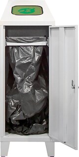 thumbnail of PROREGAL Recycling-Abfallsammler mit Abfallsackhalterung Solo | HxBxT 122x40x45cm | 1x 120 Liter | Lichtgrau