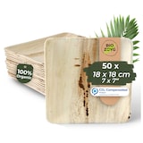 thumbnail of BIOZOYG 50 Stück Einwegteller 18x18cm Palmblatt-Teller, quadratisch, biologisch abbaubar, umweltfreundlich, kompostierbar, Wegwerfteller