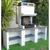 thumbnail of BBQ GLASS - Barbacoa simple construido con ladrillo gris y cemento, cemento pintado de blanco - 80x57x206cm