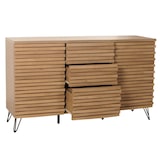 thumbnail of Credenza HWC-M49, credenza cassettiera alta, design 3D vani portaoggetti, legno massiccio mango metallo 85x142x44cm ~ naturale
