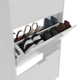 thumbnail of Dmora Scarpiera Escondido, Armadio portascarpe a 3 ante a ribalta, Mobile doppia capienza per max 18 paia di scarpe, 70x17h180 cm, Bianco lucido