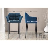 thumbnail of Taburete de Bar Damaso Tela con Base de Cuatro Patas Azul/Negro