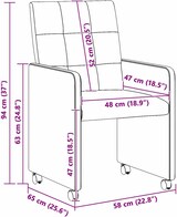thumbnail of vidaXL Esszimmerstühle mit Rollen 2 pcs Weinrot 58 x 65 x 94 cm Stoff