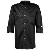 thumbnail of 222 - Kochjacke Bikerstyle, Langarm verstellbar, Druckknöpfe : schwarz 65% Polyester 35%Baumwolle 220 g/m² 5XL