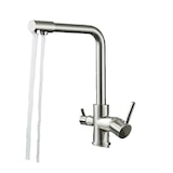 thumbnail of KLARWERK® Felix | 4-Wege Niederdruck Filter Armatur Edelstahl Silber | 4 Anschlüsse 3-Wege Wasserhahn Boiler Küche | Osmose Mischbatterie NSF geprüft