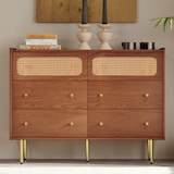 thumbnail of Merax Rattan Schubladenkommode mit 6 Schubladen Sideboard Highboard B120 x T40 x H90 cm Braun