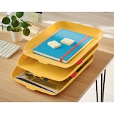 thumbnail of Briefkorb Cosy, 3er Set, gelb, breite Frontöffnung, 3 Briefkörbe + 2 Stapelelemente rot, stapelbar