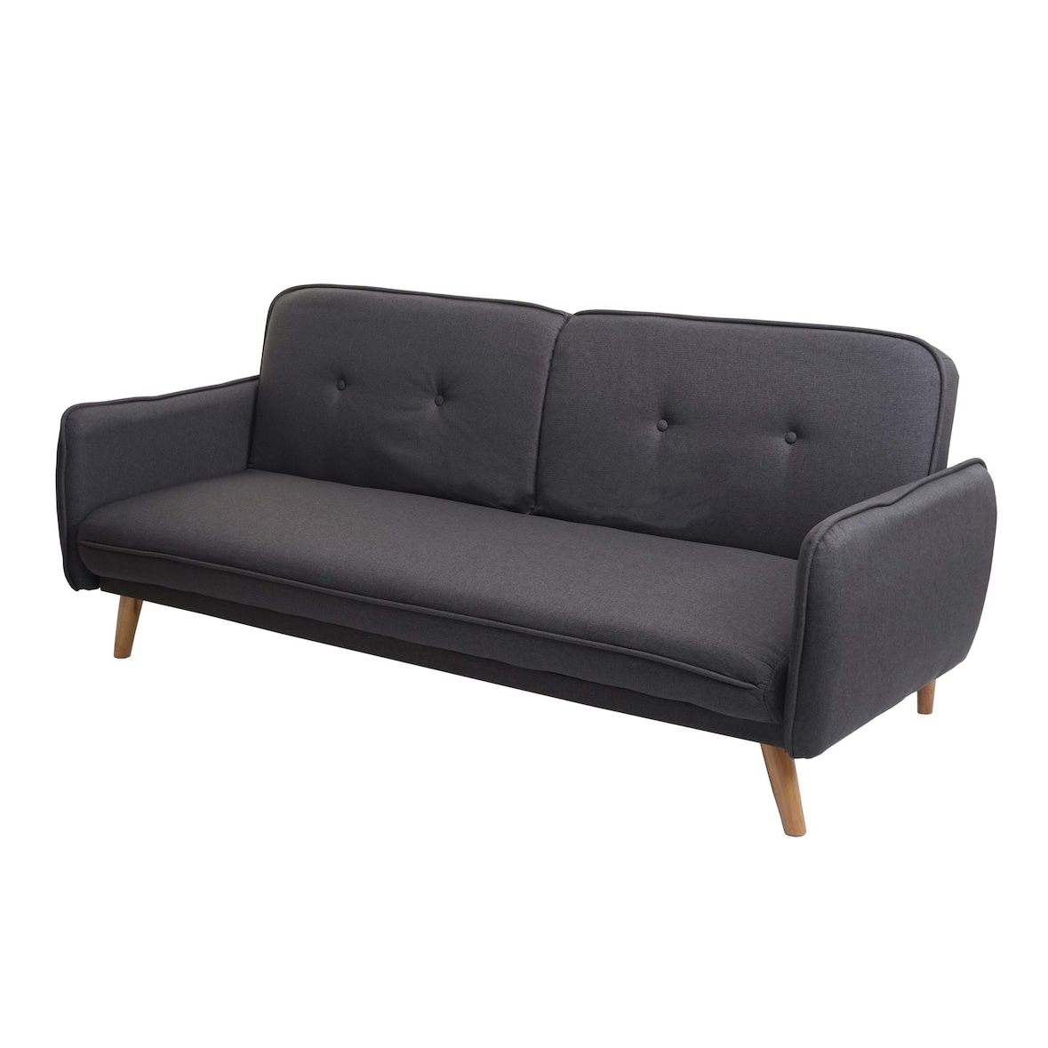 Schlafsofa HWC-J18, Couch Klappsofa Gästebett Bettsofa, Schlaffunktion Stoff/Textil 185cm ~ anthrazit-grau