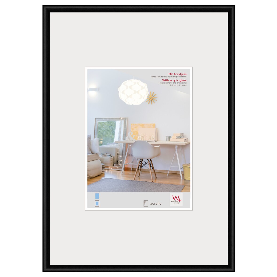 New Lifestyle Plastic Fotolijst Art Glas, zwart, 50 x 70 cm