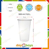 thumbnail of DayBays 400 Stk. Trinkbecher 500ml Ø9cm Plastikbecher mit Eichstrich bei 0,5L transparent PP