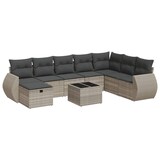 thumbnail of vidaXL 9-tlg. Garten-Sofagarnitur mit Kissen Hellgrau Poly Rattan