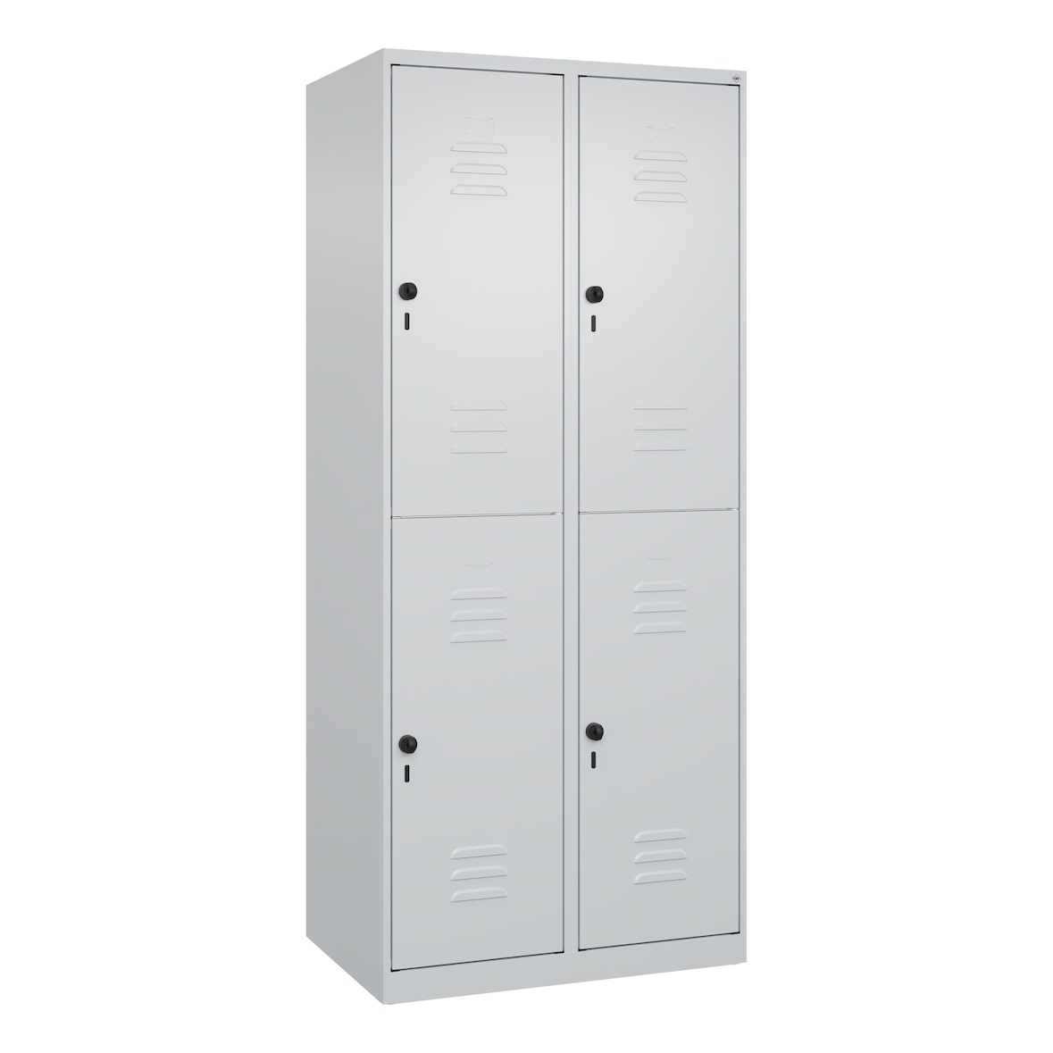 C+P Spind Classic PLUS, 4 Abteile, HxBxT 185x80x50cm, Sicherheitsdrehriegel, Hellgrau/Hellgrau von PROREGAL