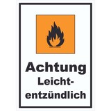 thumbnail of Schild Gefahrensymbol Leichtentzündlich Flamme hochkant A0 Rückseite selbstklebend
