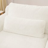 thumbnail of 2-Sitzer Sofa aus Schaumstoff mit Kaninchenfellstoff in Beige, rahmenlos, mit USB-Ladeanschluss und Seitentasche