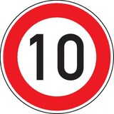 thumbnail of Verkehrszeichen Zulässige Höchstgeschwindigkeit 10, Nr.274-10, Aluminium RA0, reflektierend, Ø420mm