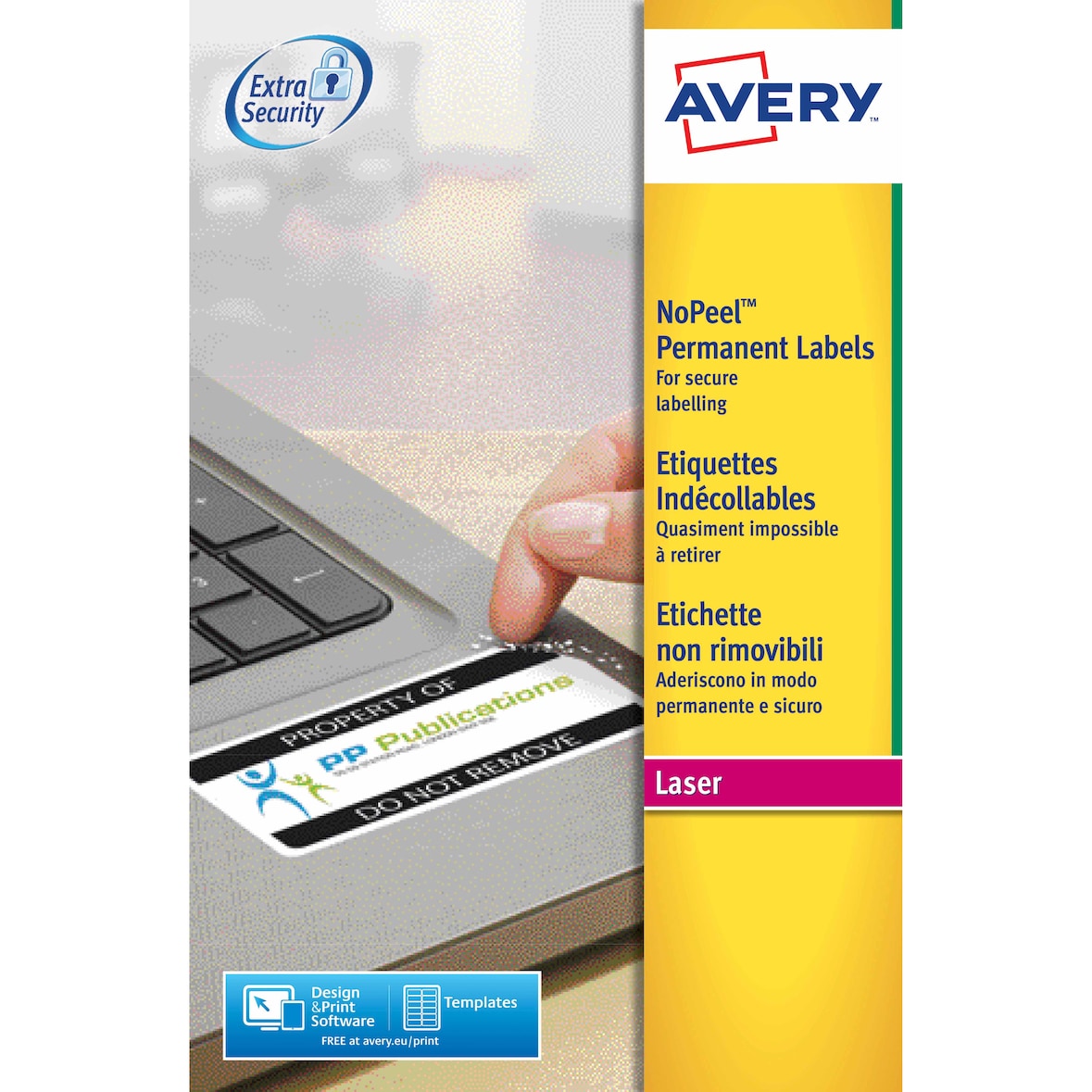 Avery etichette adesive non rimovibili in poliestere bianco - adesivo permanente - 63,5x33,9mm - 24 etichette per foglio - 20 fogli - stampa laser