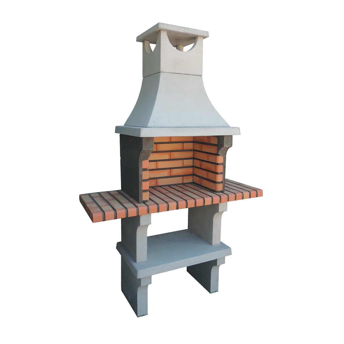 BARBECUE X-ART - Barbecue avec 2 étagères, en brique et ciment réfractaire - 123x50x193cm