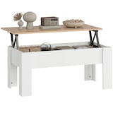 thumbnail of HOMCOM mesa de centro elevable mesa de café con tablero elevable espacio oculto de almacenaje 100x50x45-58,5 cm blanco y natural