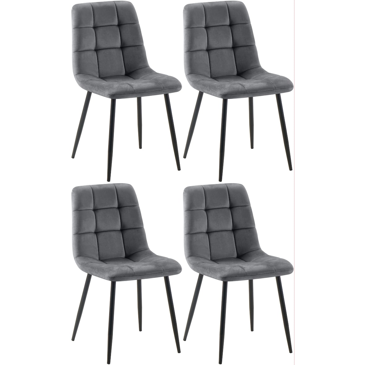 Set van 4 eetkamerstoelen Antibes Velvet donkergrijs